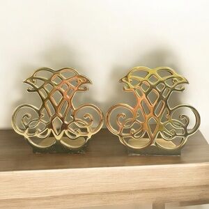Vintage 1987 Colonial Williamsburg Virginia Metalcrafter Brass Bookends